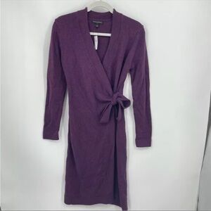 Banana Republic Purple Sweater Wrap Dress Size L NWT